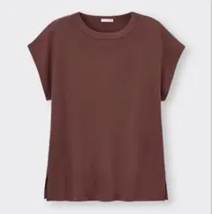 【美品】ジーユー スムースフレンチスリーブT ダークブラウン S