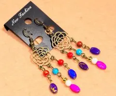 ★エスニックピアス★ロングピアス★アジアン★アンティーク風★新品★Ｙ１４