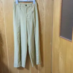 ベージュ ワイドパンツ ゴムウエスト