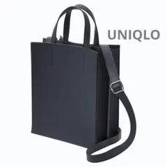 ユニクロ レザータッチスクエアショルダーバッグ 黒系 メンズ レディース