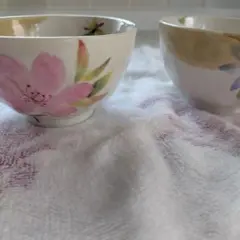 花柄陶器飯碗 2個セット