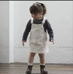 新品☆petit main ジャンパースカート ハート刺しゅう80〜90cm