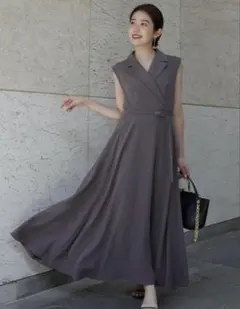 【美品】anuans ダブルサテンテーラードワンピース