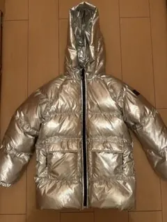シルバー フード付きダウンコート