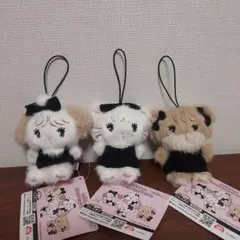 美品❗Mikko ブラックリボンマスコット ストラップ 3体セット プライズ品