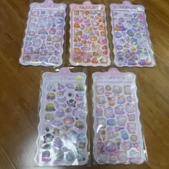 ぷくぷくシール 3D 立体　ボンボンドロップ風シール 5枚入りセット 手帳シール