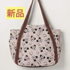 【新品】Disney ファスナー付 バルーントート ミッキー　ミニー　底板付き