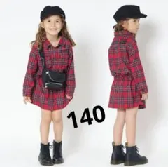 エックスガールステージス　チェックシャツワンピ　140