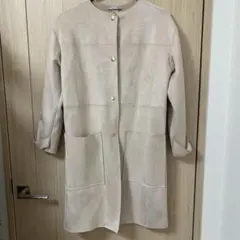 ZARA アウター ベージュ スエード風 ノーカラーコート　ザラ