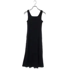 GU ノースリーブワンピース ブラック M リブ編み ロング丈 おしゃれ 涼しい