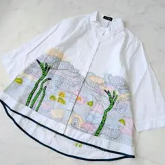 【新品未使用】TRUBE　トゥルーブ　レディース　七分袖シャツ　総刺繍　M〜L