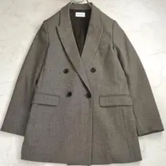 近年 未使用級✨プラステ ツイルダブルブレストジャケット ツイード調 茶
