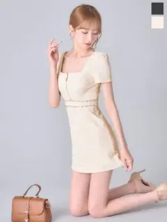 jewels ミニドレス　スクエアネックフロントジップワンピースミニドレス