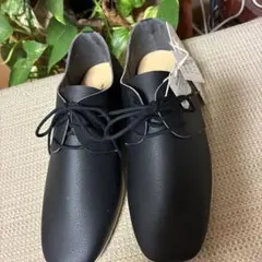 ブラックレースアップシューズ 23.5cm 日本製