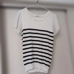 ストライプ 半袖ニットトップス