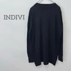 インディヴィ シルク・カシミヤ混 ハイネックニット トップス ブラック 38