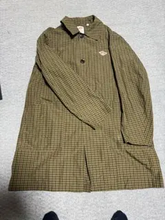 DANTON ステンカラーコート カーキ・チェック