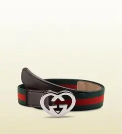 お*ち様 GUCCI ハート型バックル ベルト グリーン/レッド