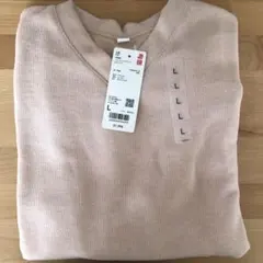 UNIQLO ソフトニットフリースVネックT L ピンク