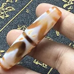 マニア　至純瑪瑙 馬蹄紋 水紋虎牙天珠150 天然真品至纯风化马蹄纹玛瑙玉髓三眼莲花菩提虎牙天珠手链项链