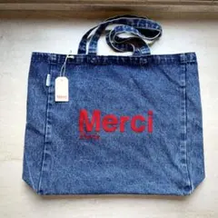 Merci エコバッグ　ブラック　デニム生地　2025ss 新品未使用 2025年最新】merci バッグの人気アイテム - メルカリ