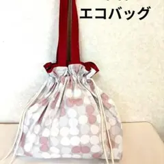 ハンドメイド/ 巾着バッグ　エコバッグ　トートバッグ　肩掛けOK　大きいサイズ