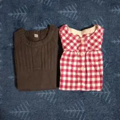 チェックワンピ ニットワンピ 2点セット size80