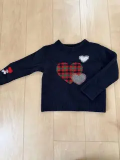 familiar ネイビー ハート柄 セーター