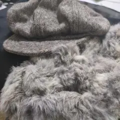 キャスケット帽とファーマフラーセット