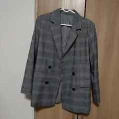 GU グレー系チェック柄ジャケット