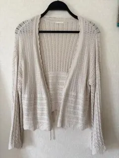 GU アイボリー レース編みカーディガン S