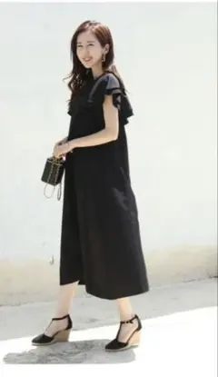 授乳服　フリルスリーブ マタニティワンピース