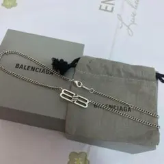 美品BALENCIAGA シルバー ロゴネックレス