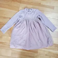 SLAPSLIP薄紫色 長袖ワンピース チュール付き130