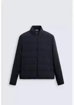 新品タグ付ZARAコンビパフジャケット　ブラックLのサムネイル