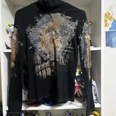 y2k グランジ ハイネック トップス