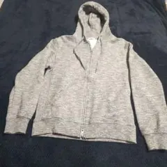 GU グレー フルジップ スウェットパーカー