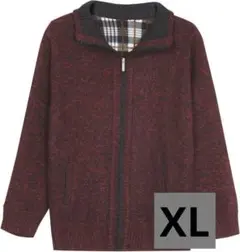 メンズ 大きいサイズ セーター 厚手 秋冬　ワインレッド XL