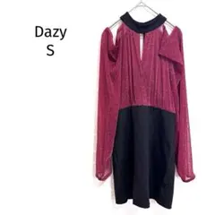 デイジー ワンピース ラメ シアー 切替デザイン パーティー 長袖