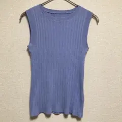 ビス ノースリーブ サマーニット クルーネック 伸縮性 綺麗め 紫 Fのサムネイル
