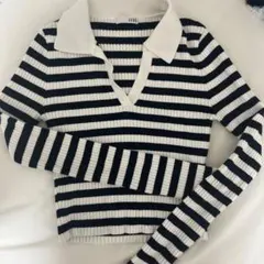 【本日限定値下げ】GYDA ストライプ ポロシャツ 長袖のサムネイル