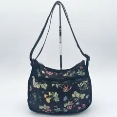 レスポートサック　ショルダーバッグ　ワンショルダー　花柄　フラワー　黒