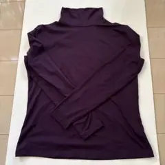 ダークパープル タートルネックカットソー　M〜Lサイズ