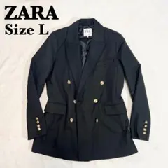 ZARA ザラ テーラードジャケット ダブルブレスト 金ボタン L ブラック