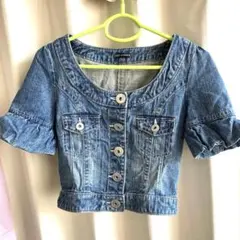 SKY BOMBER デニムクロップドジャケット平成ファッションレディース