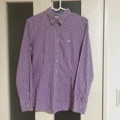 ブルックスブラザーズ　紫と白のギンガムチェック長袖シャツ