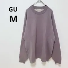 ジーユー ブラウングレー クルーネック セーター シンプル 無地 ナチュラル