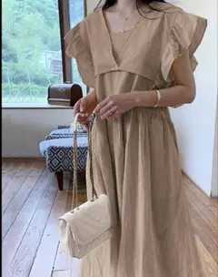 フリルリボンショート丈トップスXキャミワンピースセットアップ[at1816]
