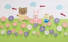 秋の壁面飾り コスモス畑のおさんぽ