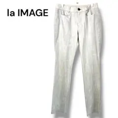 ラ・イマージュ　ストレッチパンツ　11号　グレーベージュ サイドデザイン　Ｌ相当